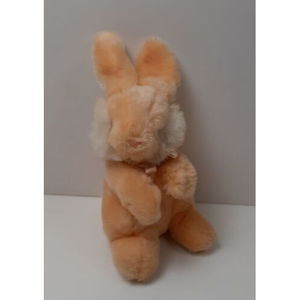 Vintage Stuffed Bunny Rabbit Lemonwood Asia LTD Plush Peach/White - 10"